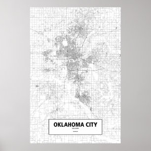 Póster Oklahoma City, Oklahoma (negro en blanco)