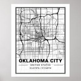 Póster Oklahoma City Oklahoma USA Travel City Map