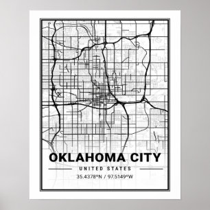 Póster Oklahoma City Oklahoma USA Travel City Map