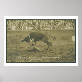 Póster Oklahoma Culy bulldogging.