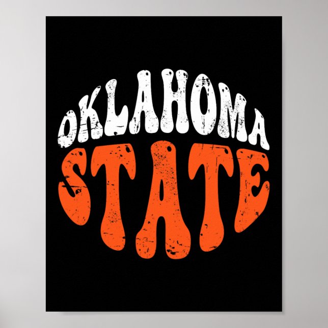 Póster Oklahoma State Tee.retro Vintage Distressed Design (Frente)