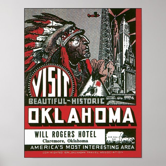 Póster Oklahoma Will Rogers Hotel, Claremore Oklahoma (Frente)