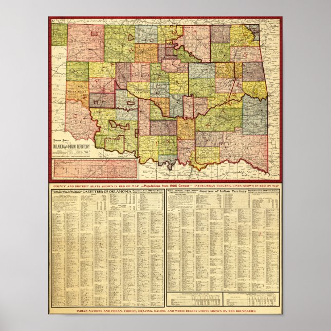 Póster OklahomaMapa panorámicoOklahoma (Frente)