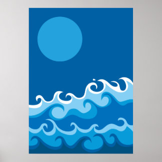 Póster ola azul