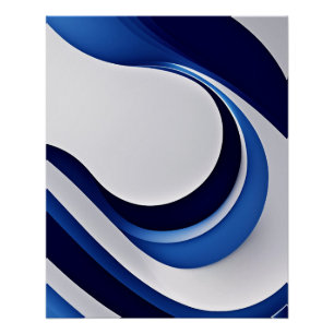 Póster Ola Azul Audaz Abstracta con Curvas Modernas