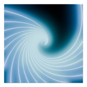Póster Ola de arte de línea de neón brillante azul