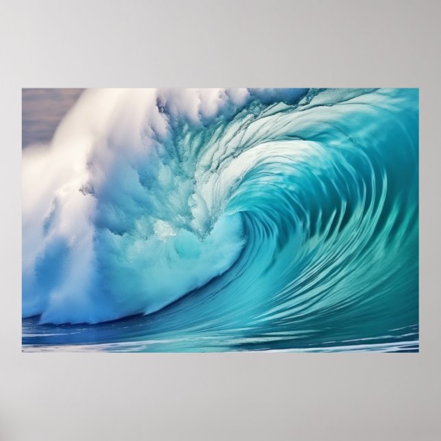 Póster Ola de Curva Océano Fuerza Naturaleza Marítimo (Frente)