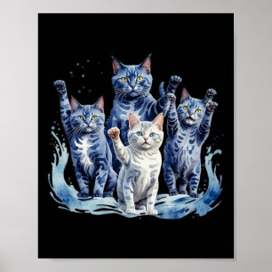 Póster Ola De Gatos Azules Harris - Graciosa Para Los Pro