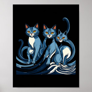 Póster Ola De Gatos Azules Para Kamala Funny Trump Ola Az