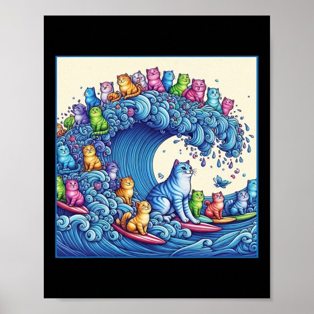 Póster Ola De Gatos Para Kamala Graciosa Gente Dama 1 (Frente)