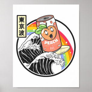 Póster Ola de Kanagawa Surfing Soda de Melocotón Japón Va