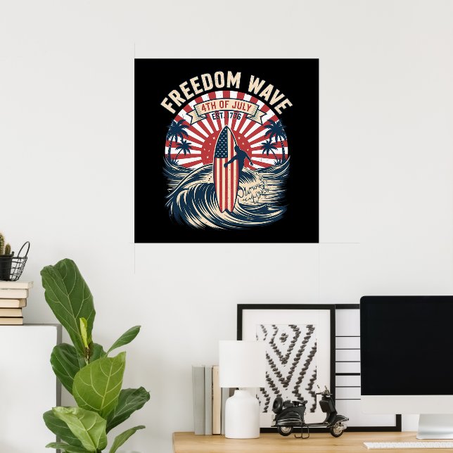 Póster Ola de la Libertad 4 de Julio (Oficina en casa)