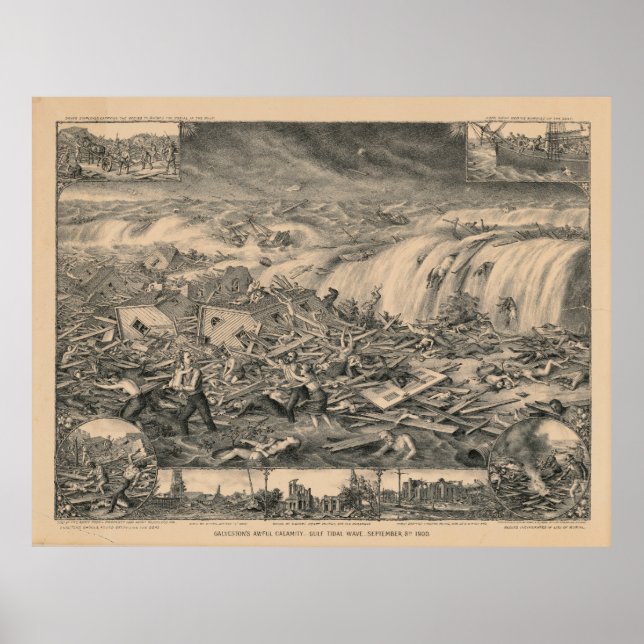 Póster Ola de marea del Golfo de Galveston, la calamidad  (Frente)