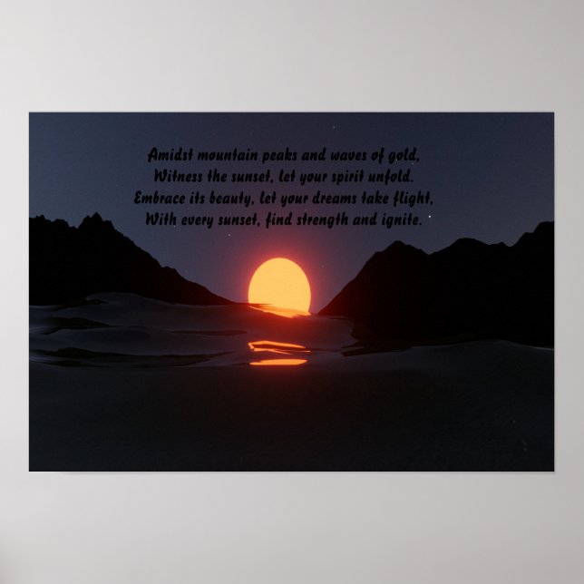 Póster ola de montaña atardecer Estética  (Frente)