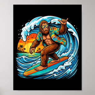 Póster Ola de surf divertida en la playa de verano de Haw