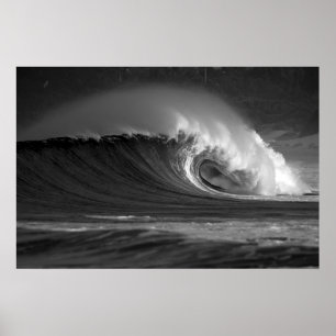 Póster Ola épica de Java - Surf blanco y negro