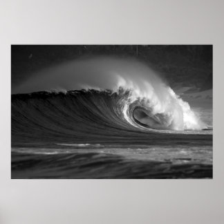 Póster Ola épica de Java - Surf blanco y negro