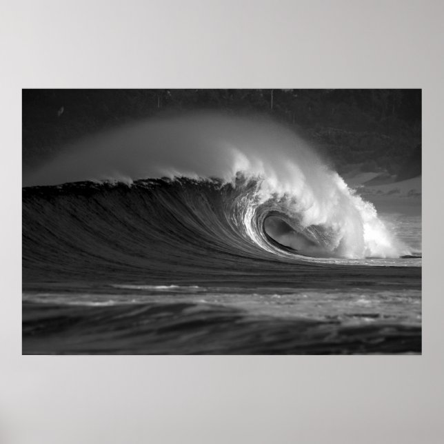Póster Ola épica de Java - Surf blanco y negro (Frente)