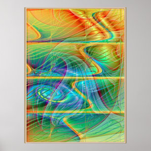 Póster Ola fractal dorada