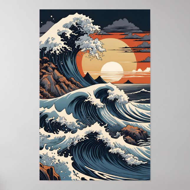 Póster Ola Hokusai Japonesa (Frente)
