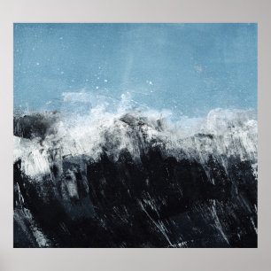 Póster Ola marina: diseño pintado a mano