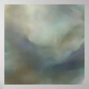 Póster Olas abstractas azules serenas paisaje etéreo
