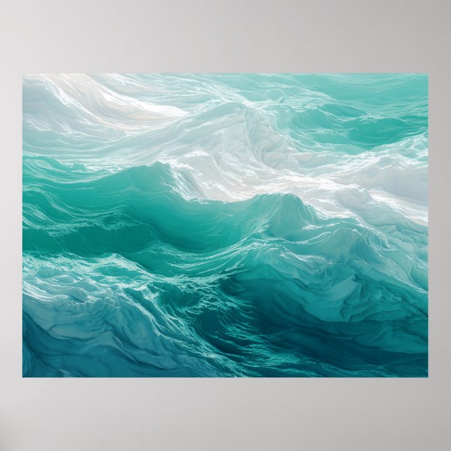 Póster Olas abstractas de océano turquesa soñadoras  (Frente)