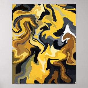 Póster Olas abstractas de oro