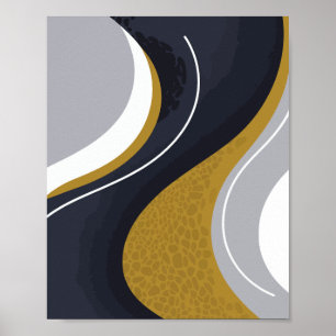 Póster Olas abstractas en tonos neutros