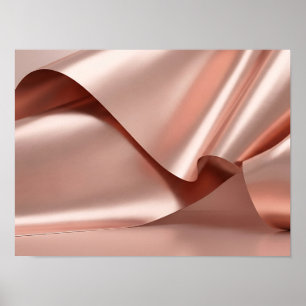 Póster Olas abstractas plegadas de oro rosa metálico