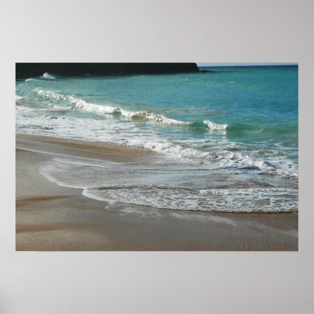 Póster Olas acariciando la playa Océano azul turquesa (Frente)