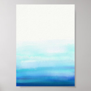 Póster Olas Acuarela Azul