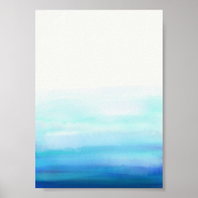 Póster Olas Acuarela Azul (Frente)