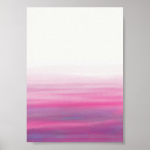 Póster Olas Acuarela Rosa Púrpura