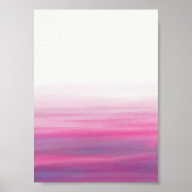Póster Olas Acuarela Rosa Púrpura (Frente)