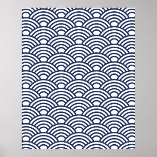 Póster Olas Antiquas Japonesas Seigaiha