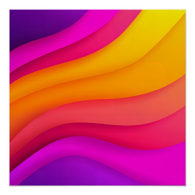 Póster Olas Arcoíris Magenta (Anverso)