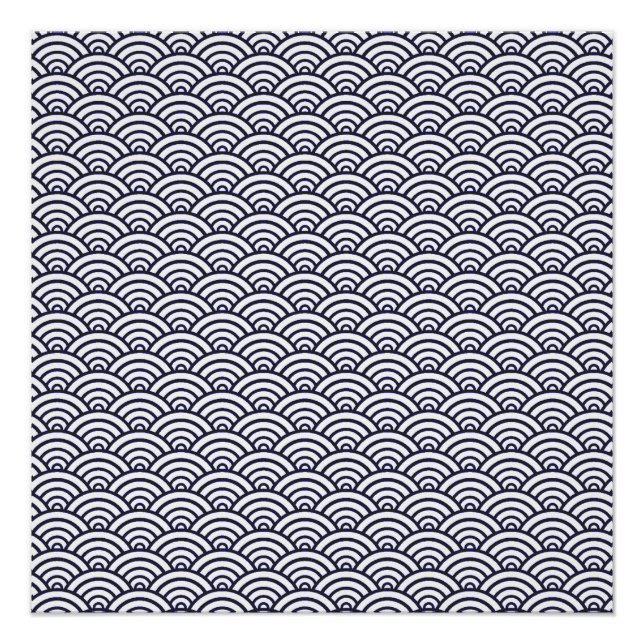 Póster Olas Azules Japonesas Seigaiha Mar (Anverso)
