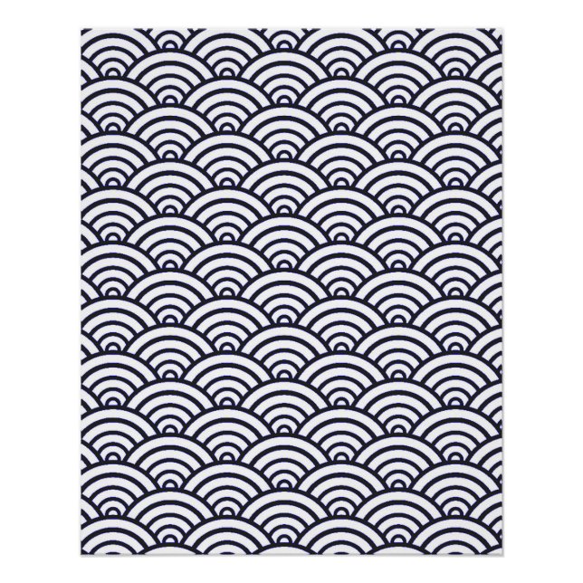 Póster Olas Azules Japonesas Seigaiha Mar (Anverso)