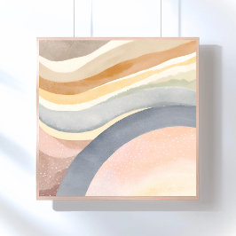 Póster Olas contemporáneas | Acuarela moderna neutral