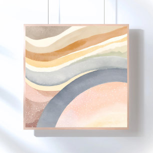 Póster Olas contemporáneas   Acuarela moderna neutral