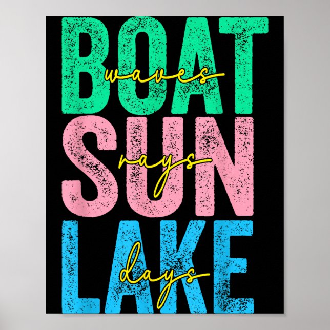 Póster Olas de Barco Rayos de Sol Días de Lago Playa Retr (Frente)