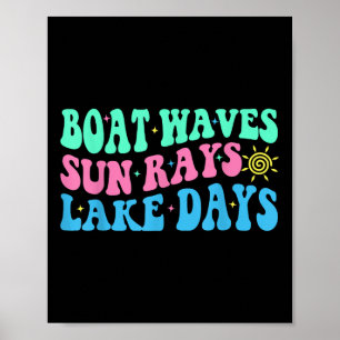 Póster Olas de Barco Rayos de Sol Días de Lago Vacaciones