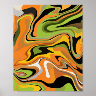 Póster Olas de colores otoñales abstractas