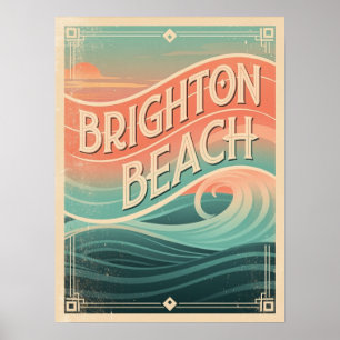 Póster Olas de la playa de Brighton