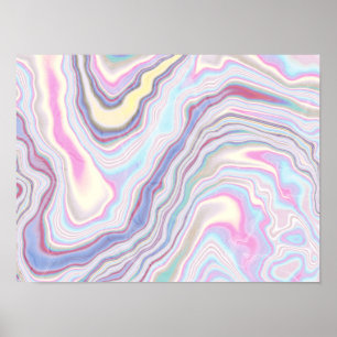 Póster Olas de mármol de sueño pastel