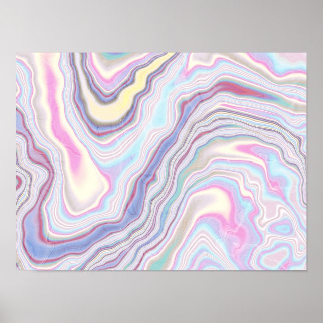 Póster Olas de mármol de sueño pastel (Frente)