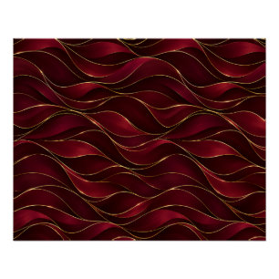Póster Olas de mármol rojo burgundy elegante con acento d