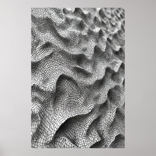 Póster Olas de mosaico escultórico: una baldosa geométric (Frente)