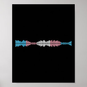 Póster Olas de música sutil bandera trans de orgullo tran